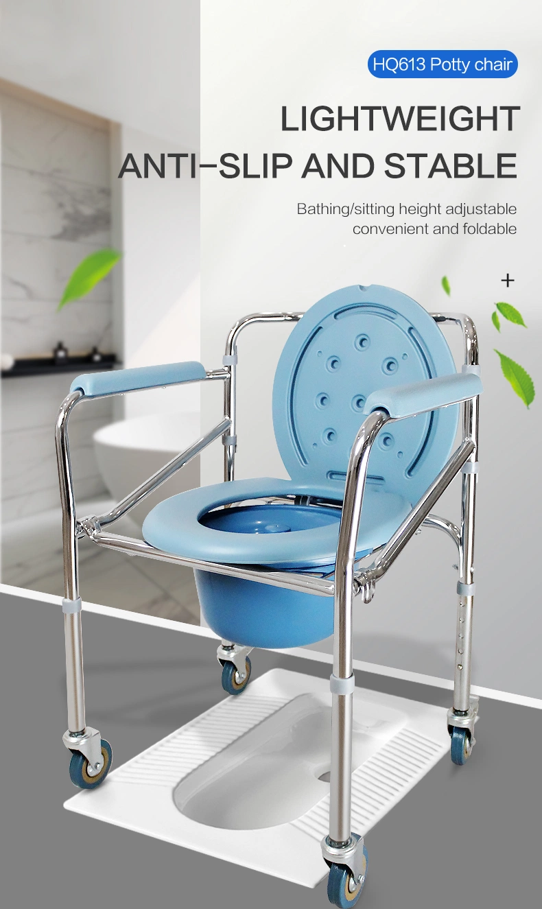 Toilet Chair with Wheels Pull out Commode for Patient