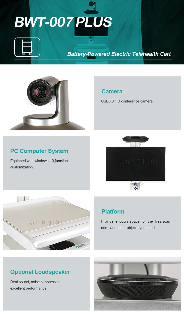 Single/Dual Screen Computer Cart Remotely Monitoring Mobile Medical Workstation with All-in-One or Split Computer